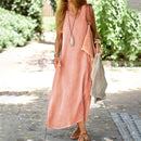 Women's Sleeveless V-neck Pullover Cotton Linen Dress