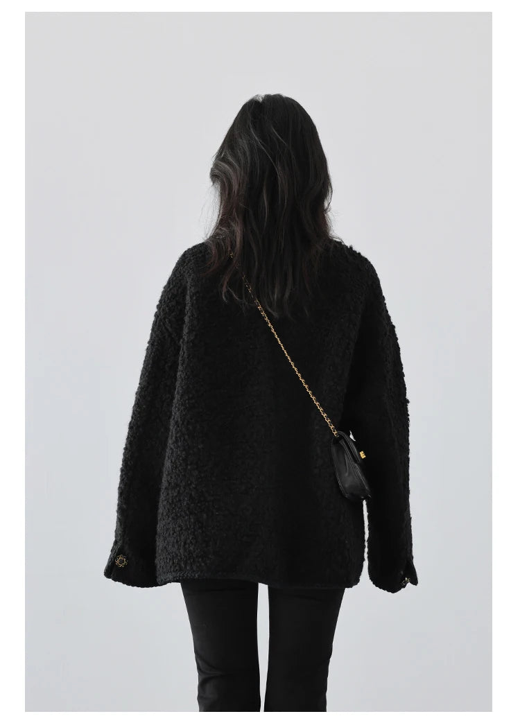 CHIC VEN Women's Woolen Coat Heavy Industry Down Jacket Vintage V-Neck Woman Down Coat Female Tops Autumn Winter 2024