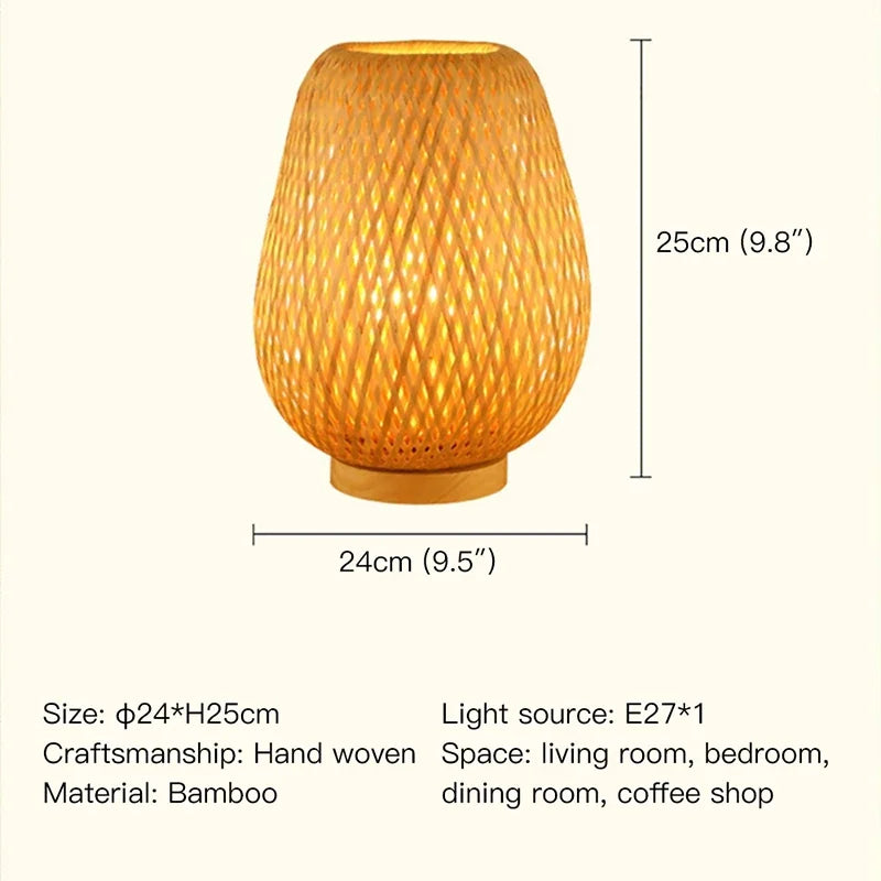 Contemporary Bamboo Weaving Table Lamp