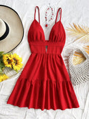 Women Sleeveless Backless Mini Dress