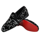 Piergitar Black Velvet And Octodandelion Strass Loafers Luxury Brand Same Design Red Bottom Handmade Crystals Men's Moccasins