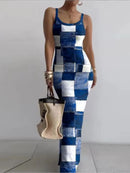 Gradient Printed Long Dress Summer New Women's Fashionable Printed Sexy Sleeveless Suspender Slim Fit Hip Hugging Long Dress