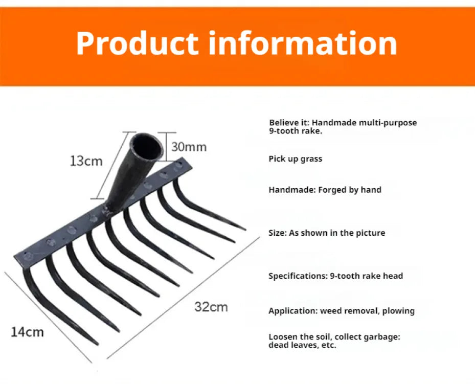Multifunctional Ninetooth Nail Rake