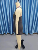 Summer environment women's solid color U-neck sleeveless herringbone suspender vest dress casual versatile short skirt