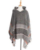 New Autumn Winter Fishbone Pattern Women's Hooded Cape Pullover Cape Women Poncho Lady Capes Black Cloaks