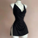 Women's Mini Red Halter Dress