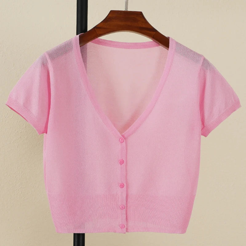 Outerwear Jerseys Summer Cardigan Women Cropped Blouse