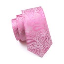 Peach Pink Wedding Ties For Men Exquisite Paisley Silk Pocket Square Cufflink Sets Fashion Woven Suit Necktie Groom Barry.Wang