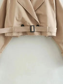 Women Fashion Belt Cropped Trench Spring Jacket