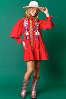 Women Long Sleeve Sequin Shirt Dress