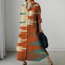 Women's Retro Print Long-sleeved Dress