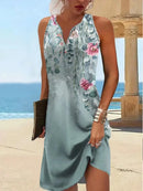 Women's dresses Summer fashion Stitching V neck Loose bohemian