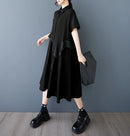 Mesh Ruffles Joined New 2025 Summer Woman Short-Sleeve Green Shirt Dress Loose Fit Tide Big Size Girls Casual Large Robe JKXD026