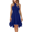 Women's Sleeveless Chiffon High-Waist Layered Halter Dress