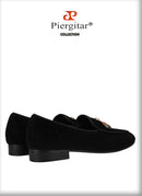 Piergitar 2022 Handmade Rhinestone Sequin Dragonfly Embroidered Patch Men's Loafers British Style Retro Moccasins Slip-On Shoes
