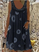 Digital printed off shoulder sexy camisole loose fitting dress lace casual dress  summer dress