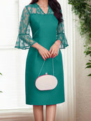 Lace V-Neck Satin Dress
