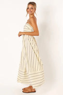 Spring And Summer Striped Vest Backless Large Swing New Dress For Women, Collarless And Sleeveless Oversized Swing Dress