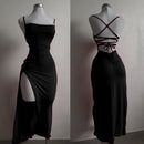 2025 explosive new Black WineRed dress summer high sensibility halter strap Spice Girl bag hip dress