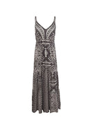 Bohemian Style Women's Clothing Long Dress New  Suspender Long Dress High Waist V-neck Printed Floral Dress Women's Clothing