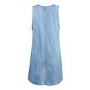 Women's Denim Dress Sexy Cool Strap Mini Dress Solid Color Sleeveless Pockets High Waist