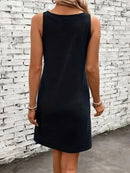 Women's Summer Sleeveless Tank Top Dress Sexy Women's summer loose sleeveless short mini dress with black print