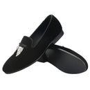 Black Velvet Men's Loafers with Clear Crystal Tassels, Handmade Man Moccasins for Party and Banquet Plus Size