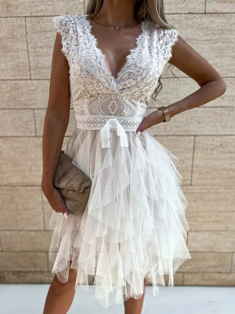 Women's V Neck Lace Dress