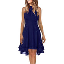 Women's Sleeveless Chiffon High-Waist Layered Halter Dress