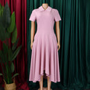 Women's Pleated Short Sleeves length Gown