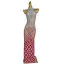 New Rhinestone Sequined Sleeveless Floor Length Dress for Dance Sexy Backless Tight Dress Holiday Party Club Birthday Dress