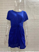 Women's Short Sleeve Asymmetrical Lace Up Dress