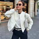 Autumn winter button baseball aviator cropped jackets