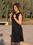New Fashion And Multifunctional Temperament Round Neck Neck Sleeves Solid Color Summer Dress
