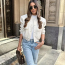 Autumn winter button baseball aviator cropped jackets