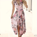 Women's V-Neck Print Maxi Dresses