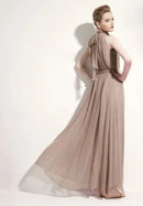 Sleeveless Chiffon Maxi Satin Long Silk Dress