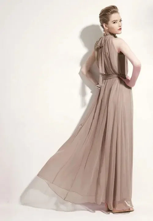 Sleeveless Chiffon Maxi Satin Long Silk Dress