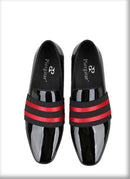 Men's Patent Leather Slip-On Shoes with Patchwork Colour Crossband Comfortable Wear for Fashion Party