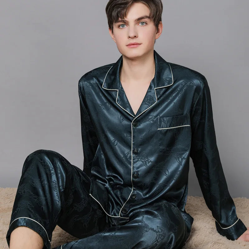 Men Ice Silk Pajamas Suit