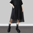Stripe Print Mid Length Buttoned Midi Dress