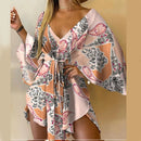 Women Ruffle Flowers Print Sundress