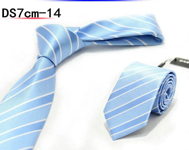New 7CM Mens Ties Striped Necktie Formal Classic Business Neck Ties Jacquard Woven Necktie For Men Groom Wedding Party Neckwear