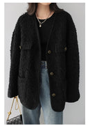 CHIC VEN Women's Woolen Coat Heavy Industry Down Jacket Vintage V-Neck Woman Down Coat Female Tops Autumn Winter 2024