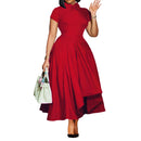 Women's Pleated Short Sleeves length Gown