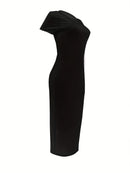 Ladies' Summer Fashion MILANO ITALIA Letter Pattern Printed Round Neck Short Sleeve Casual Slimming Sexy Fashion Dress