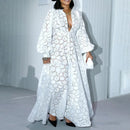 White Long Hollow Dress