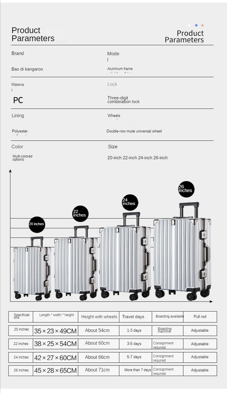 Combination Lock Carry on Luggage