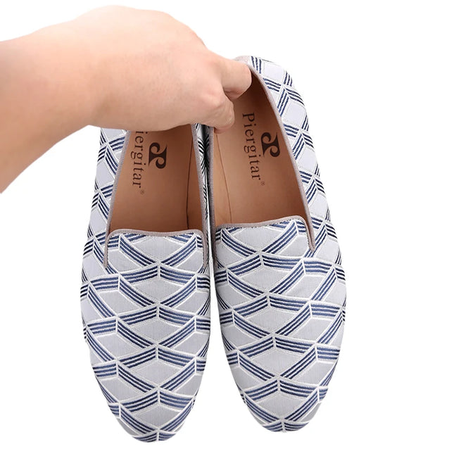 High Quality Silk Fabric Men's Slippers for Weddings and Parties with Leather Insoles