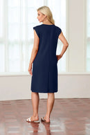 New Fashion And Multifunctional Temperament Round Neck Neck Sleeves Solid Color Summer Dress